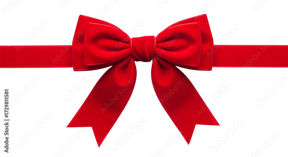Fototapeta premium Elegant Red Ribbon Bow with Long Streamers