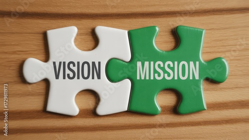 Strategically aligning vision and mission together for business success and strategic planning concepts