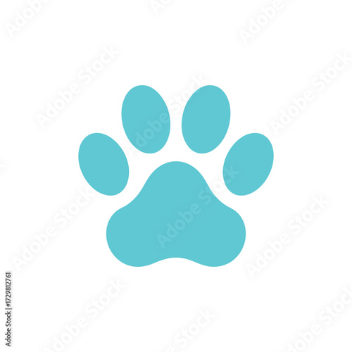 Cute Teal Paw Print on White Background for Animal Lovers