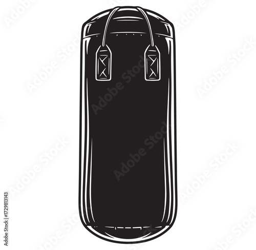 Vintage style illustration of a classic heavy punching bag for boxing and martial arts training