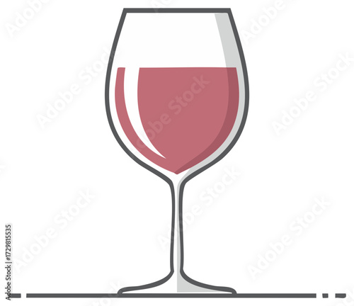 Elegant glass of red wine graphic element for celebrations and beverage themes