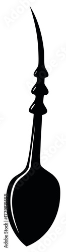 Stylized black silhouette of a sperm cell with rounded head and tapering tail