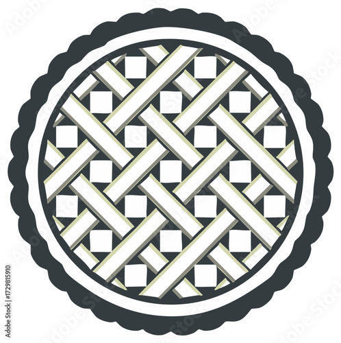 Vector illustration of a traditional homemade dessert pie with an intricate lattice crust design