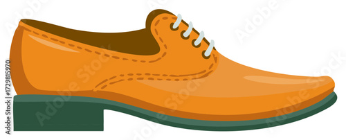 Classic Orange Leather Oxford Shoe with White Laces and Green Sole