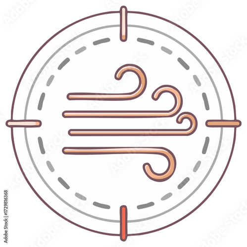 Abstract illustration of wind symbol inside a circle with crosshair elements