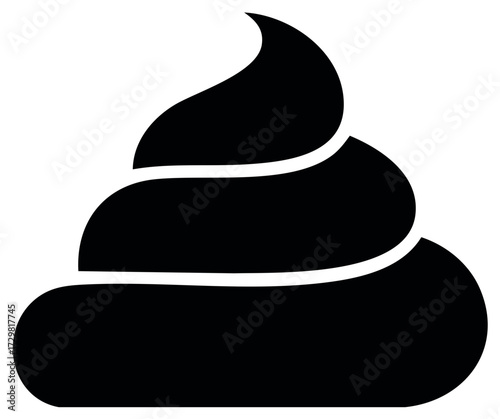Stylized Poop Icon, Black Silhouette, Isolated Emoji, Waste Matter, Vector Illustration