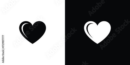 Heart Icon in Black and White Representing Love, Health, and Relationships