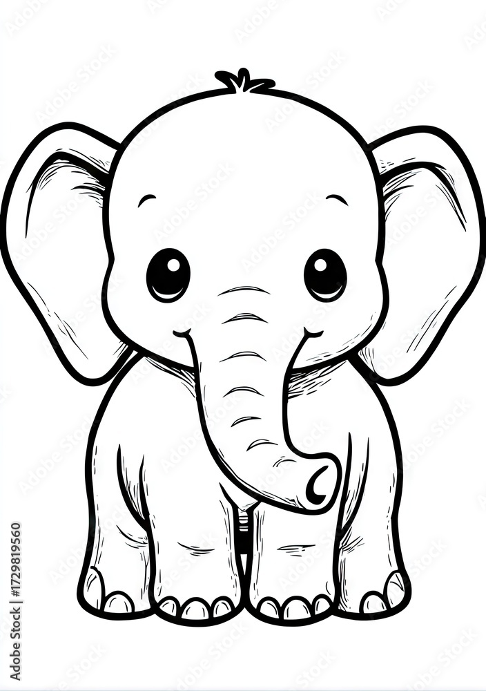 Naklejka premium Adorable cartoon elephant illustration for children coloring book