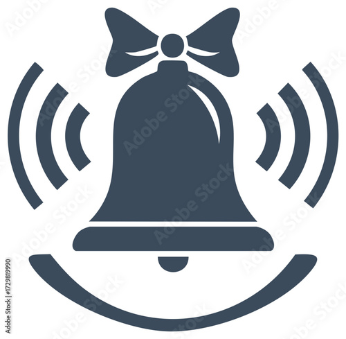 Clang chime signal icon with bow for design, concept, symbol for notification and alerts.