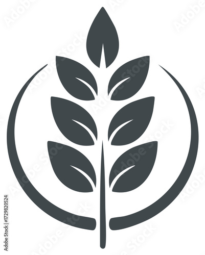 Wheat stalk logo element. Abstract agricultural vector icon symbol.