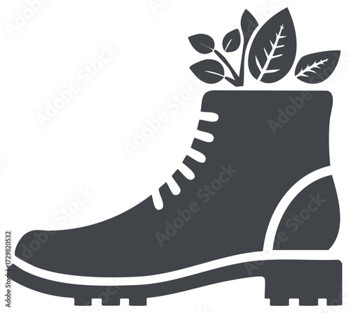 Botanical Boot Graphic Illustration Leaves in Shoe Nature Footwear Concept