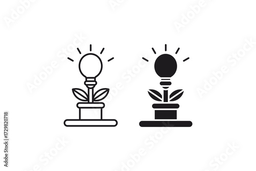 Innovation icon with light bulb plants blossoming ideas, suitable for business, creativity, technology, and design concepts in projects.