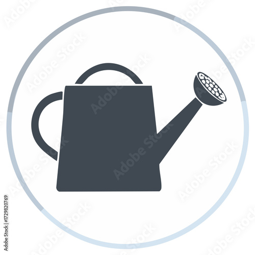 Simple watering can icon in a circle. Flat vector graphic symbol for gardening, plant care, and irrigation.