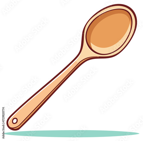 Simple vector illustration of a wooden cooking spoon kitchen utensil