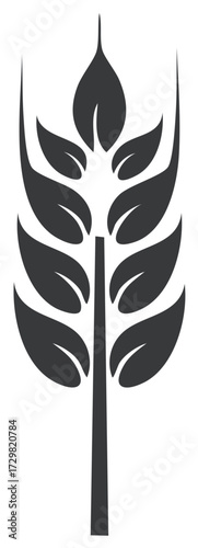 Stylized Silhouette of a Wheat Stalk with Arcing Leaves