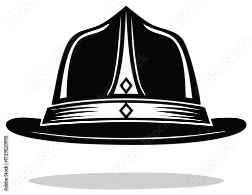 Iconic Black Firefighter Helmet Silhouette Symbolizing Safety and Bravery