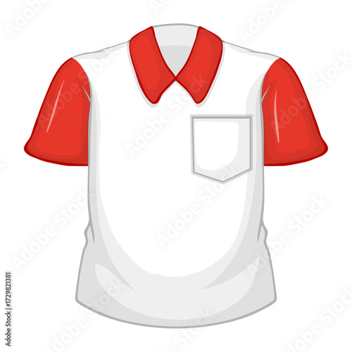 Two-Tone Polo Shirt with Collar and Pocket - Clean Vector Graphic Illustration