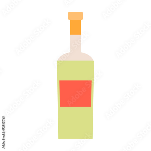 Elegant light green bottle with a vibrant red label, perfect for beverage branding and design elements