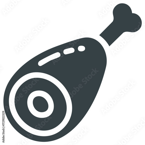 Meat leg icon of ham or turkey drumstick food illustration Simple flat graphic symbol for cooking or butcher