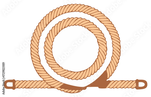 Classic twisted rope coiled with sturdy loop ends a flat vector illustration
