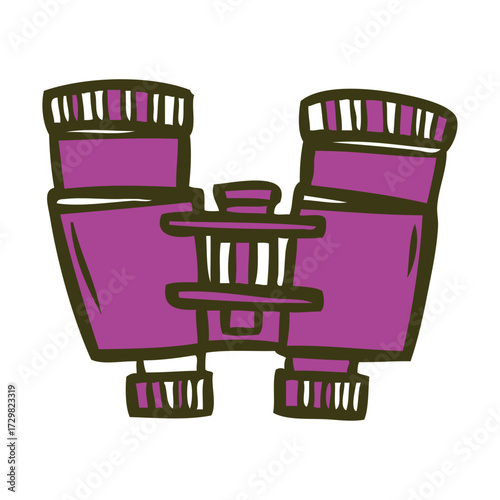 Purple Hand-Drawn Binoculars Icon Representing Exploration and Discovery