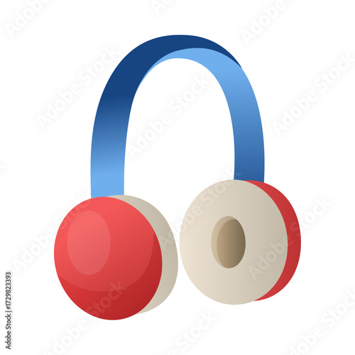 Creative Colorful Headphones Icon Vector Graphic with Red and Blue Accents on White Background