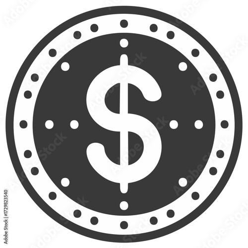 Stylized dollar coin symbol representing financial concepts and currency