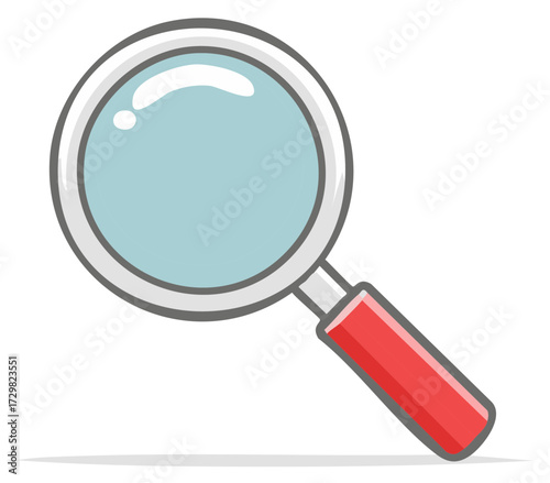 Magnifying Glass Cartoon with Red Handle for Search and Inspection Tool Illustration