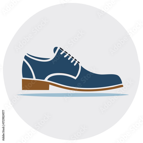 Stylish Blue Leather Oxford Shoe Graphic Element Flat Design Illustration