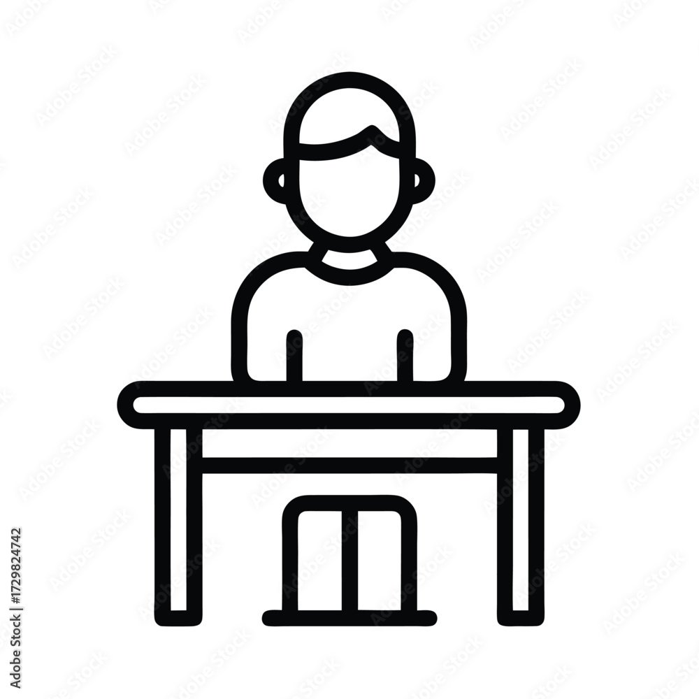 Fototapeta premium Student Sitting at Desk Education Icon 