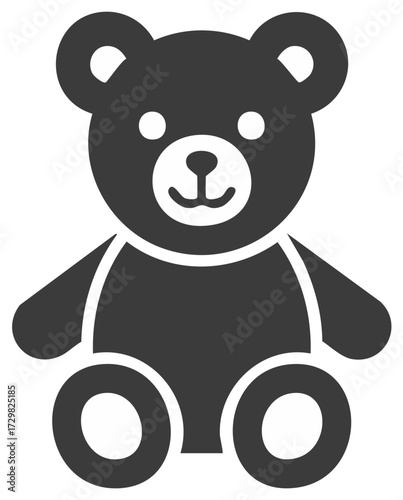 Simple Cute Teddy Bear Toy Icon Sitting Flat Design Vector Graphic for Kids