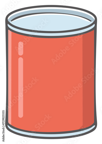 Vibrant red metal can illustration. Simple generic food container graphic for packaging design.
