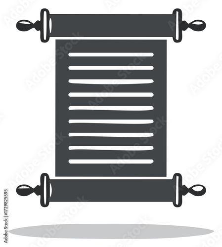 Ancient Scroll Illustration with Horizontal Lines for Text in Dark Gray Color