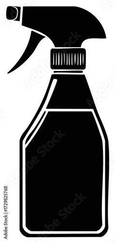 Spray Bottle Silhouette, Cleaning Solution Dispenser, Vector Icon, Household Supplies, Sprayer