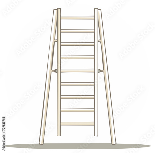 Wooden stepladder vector illustration representing steps to success and growth
