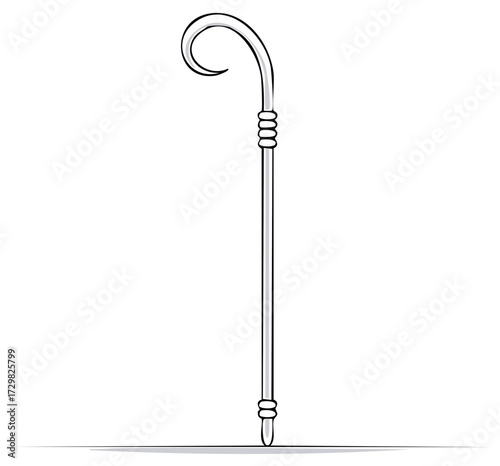 Simple line art illustration of a bishop's crozier pastoral staff religious symbol