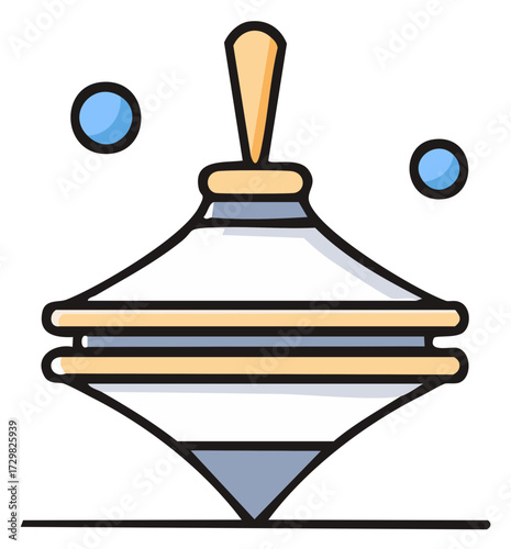 Classic spinning top toy hand drawn icon vector illustration for childhood games