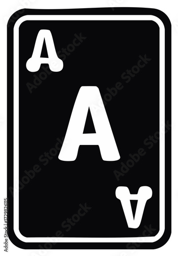 Black Ace playing card icon graphic illustration for games and casino concepts