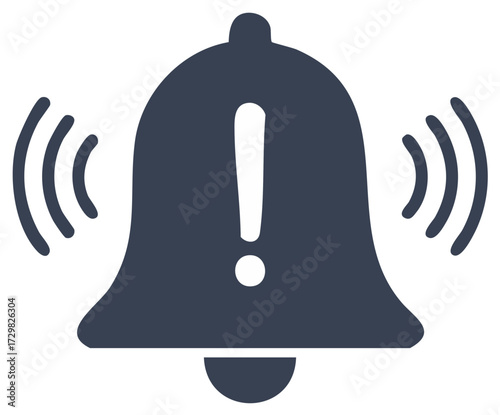 Alarm bell icon with exclamation point symbol for urgent message or warning