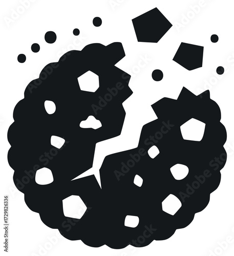 Cracked Cookie Graphic Vector Illustration