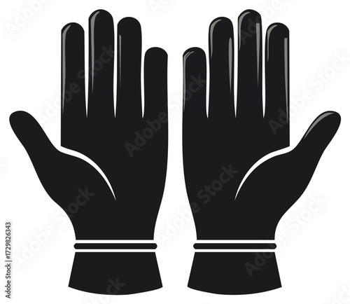 Black gloves, vector illustration of hands, with open palms