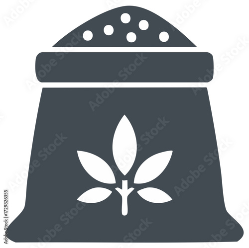 Bag of fertilizer with leaf symbol