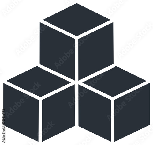 Geometric Stacked Cubes Simple Dark Icon Symbol Abstract Design Element
