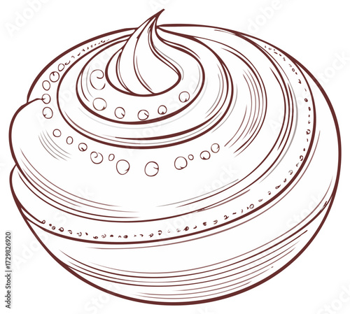 Hand drawn sketch of a swirled meringue cookie dessert vector line art