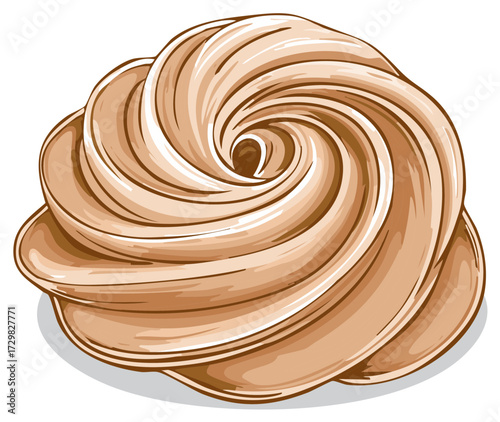 Swirl of Decadent Frosting Decoration, Brown and Cream, Detailed Artistic Vector