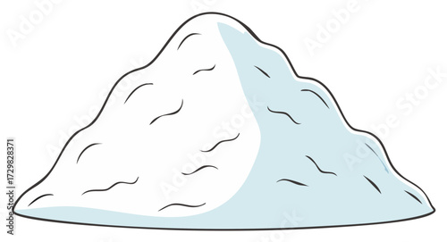 Stylized cartoon pile of white powder with light blue shading and wavy lines