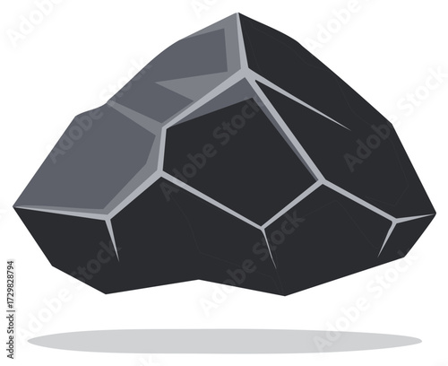 Stylized dark grey rock vector illustration with sharp edges and facets