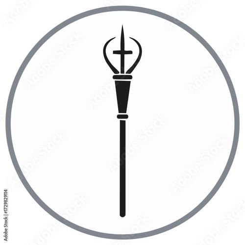 Religious Crozier Staff Icon Symbol of Authority and Faith