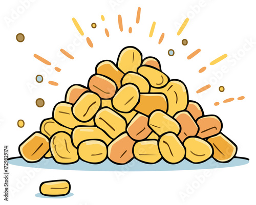 Golden harvest abundance pile of peanuts symbolizing wealth and success
