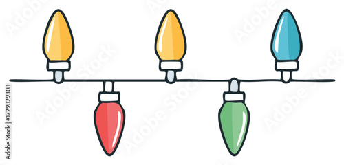 Colorful light bulbs on a string illustration